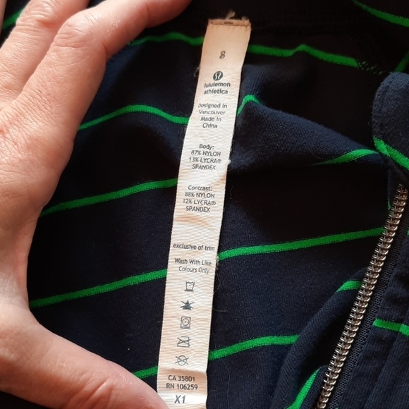 Lululemon Nice Asana Jacket slalom stripe inkwell navy green 8 - Picture 10 of 13